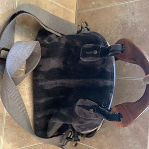 Free people cross body with wooden handles, converts to clutch